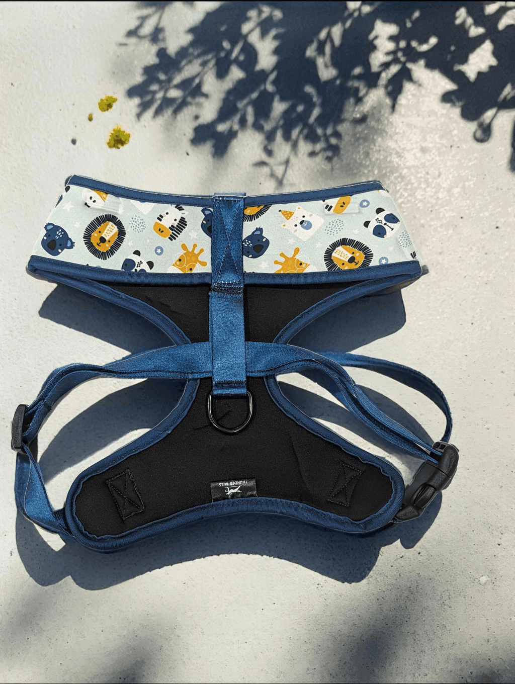 Thunder Tails Jungle Joy Neoprene Harness- Blue Lion Print - Thunder Tails
