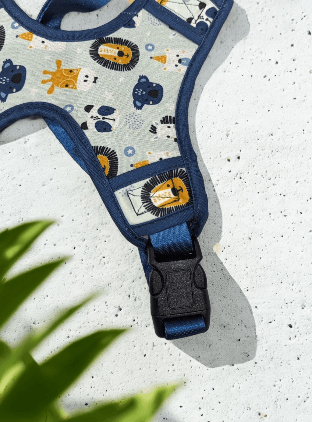 Thunder Tails Jungle Joy Neoprene Harness- Blue Lion Print - Thunder Tails