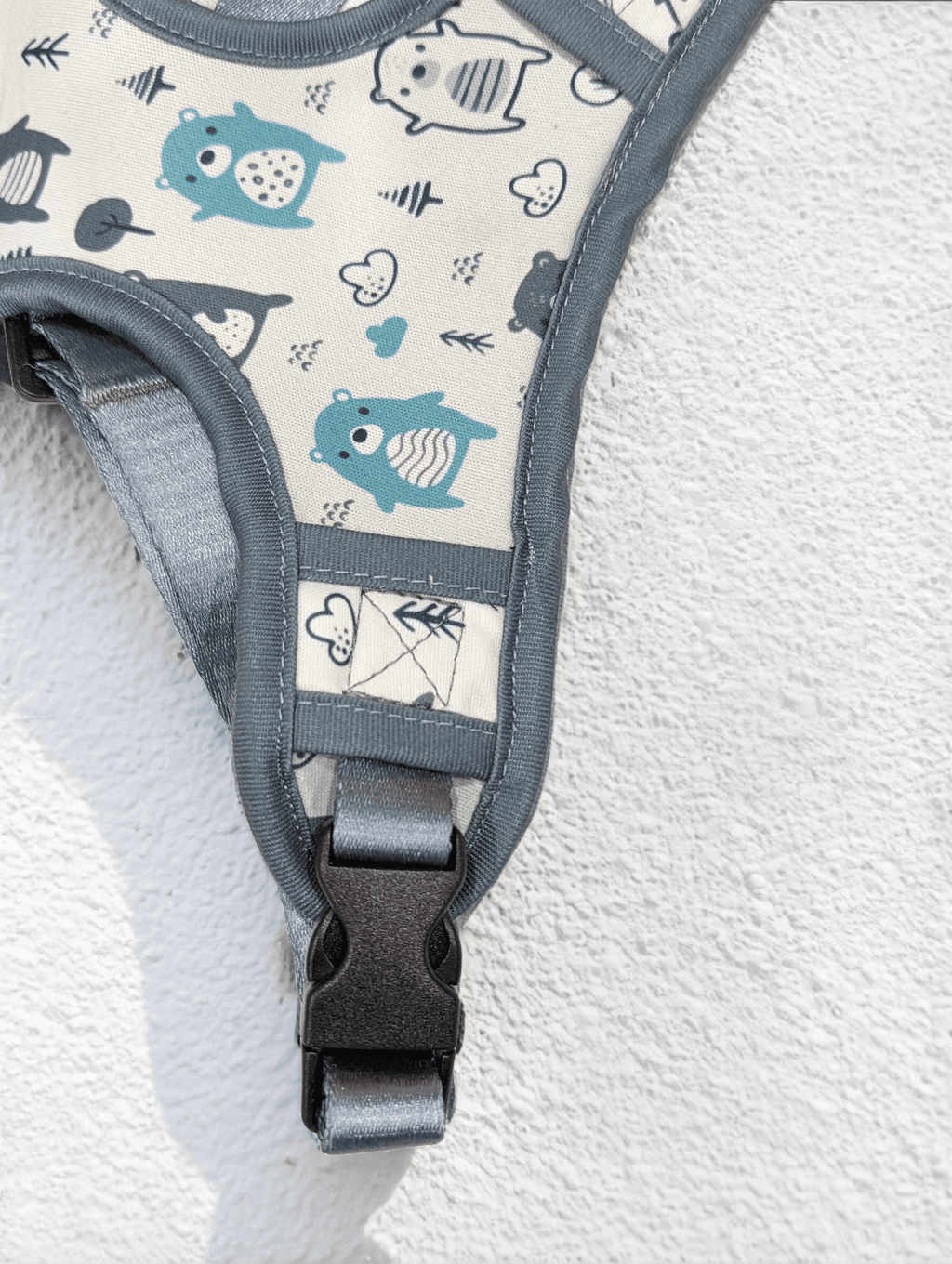 Thunder Tails Jungle Joy Neoprene Harness- Grey Bear Print - Thunder Tails