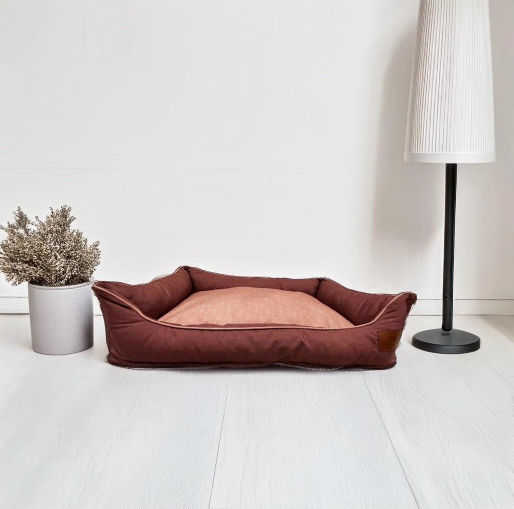 Thunder Tails Lazy Love Lounger Dog Beds- Rust and Rose gold