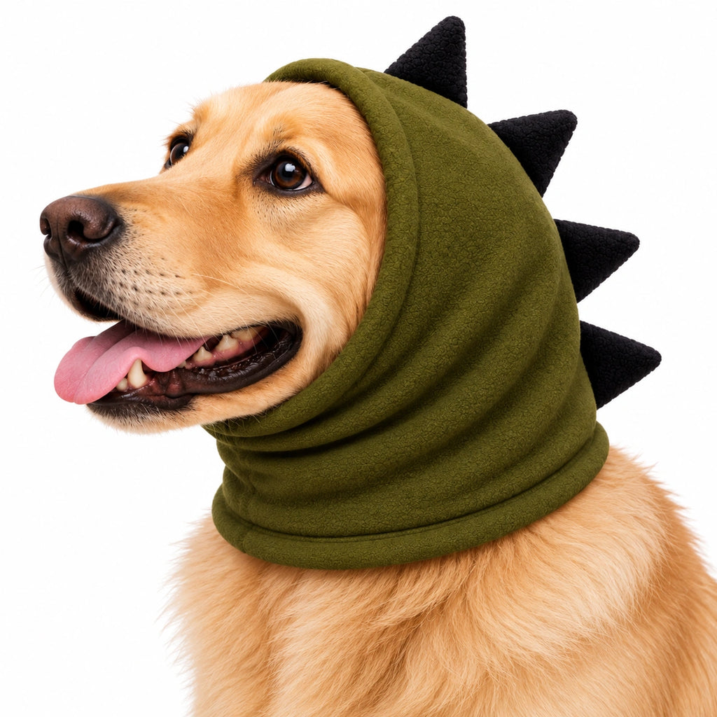 Thunder Tails Rawr Fleece Dog Snood - Olive