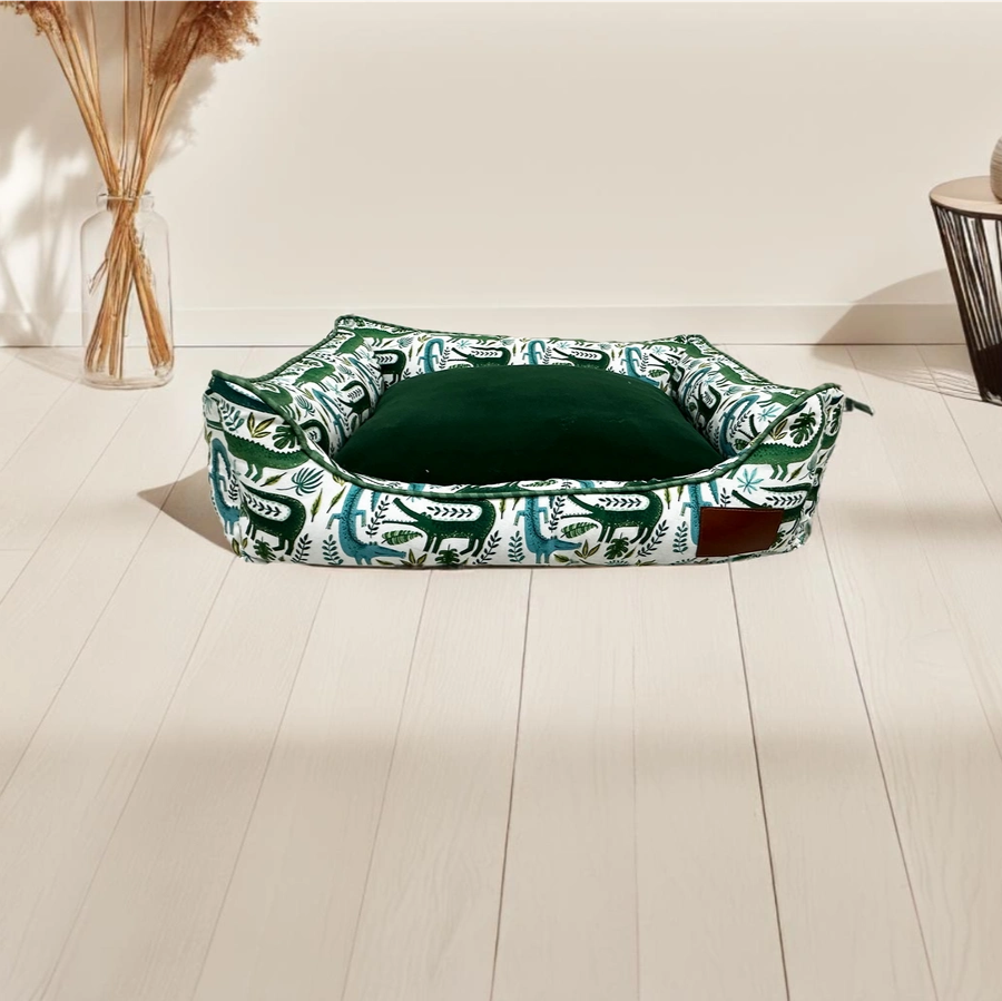 Thunder Tails Snuggle Safari Lounger Dog Beds- Crocodile