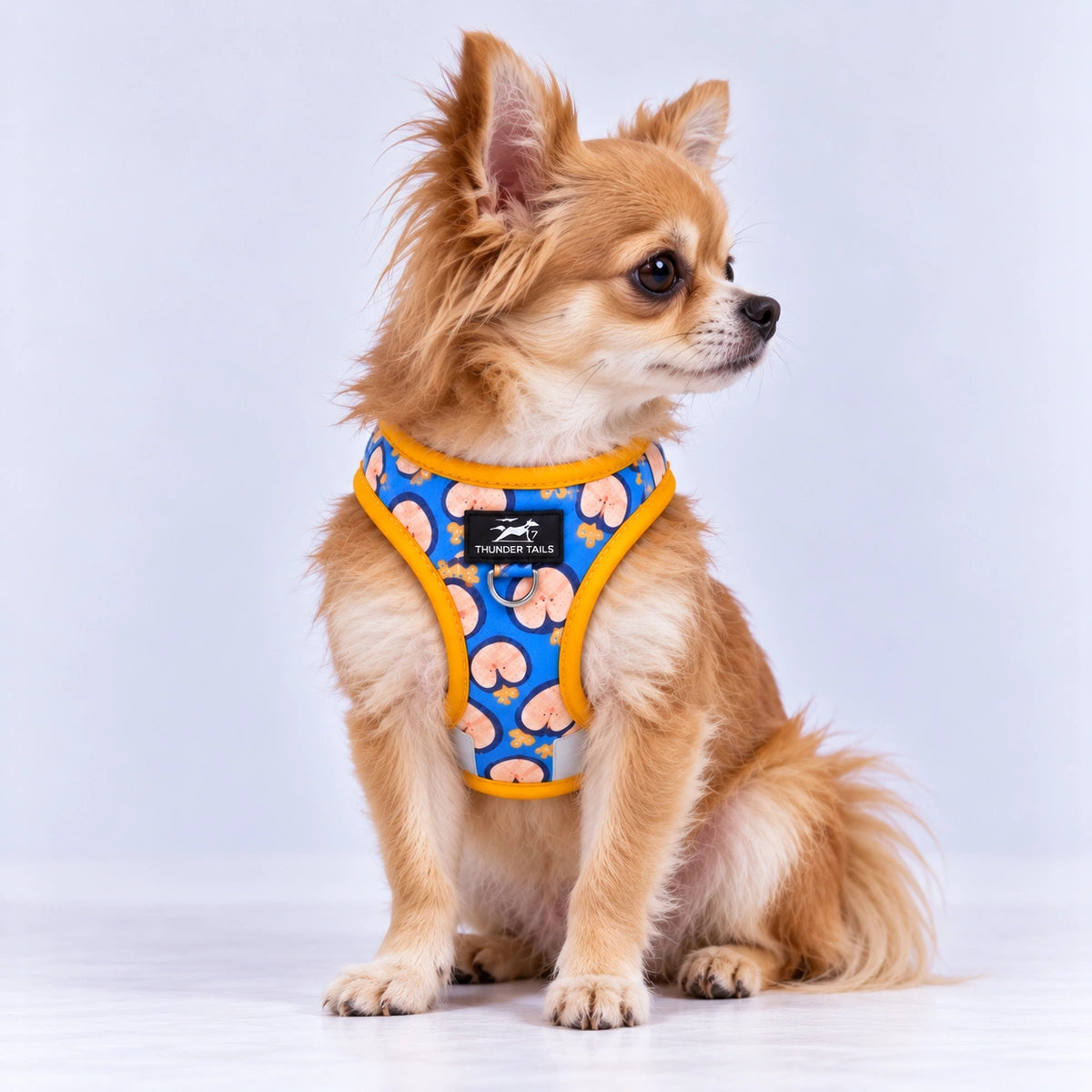 Thunder Tails Dog Step In Harness & Leash Set- Blue Yellow