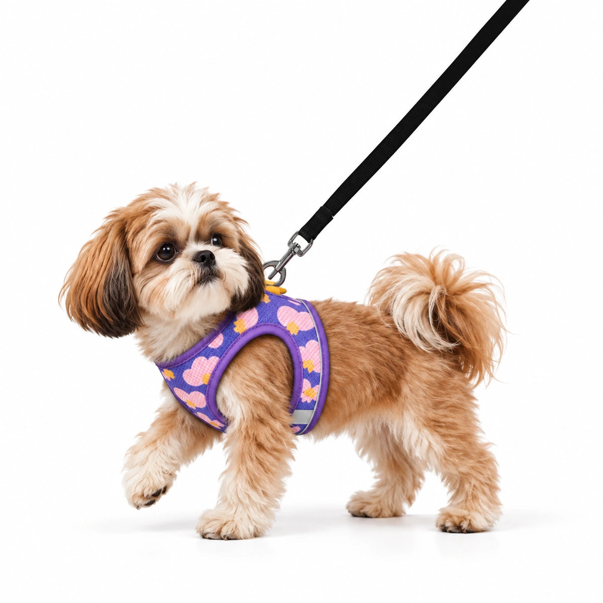 Thunder Tails Dog Step In Harness & Leash Set- Lilac Yellow