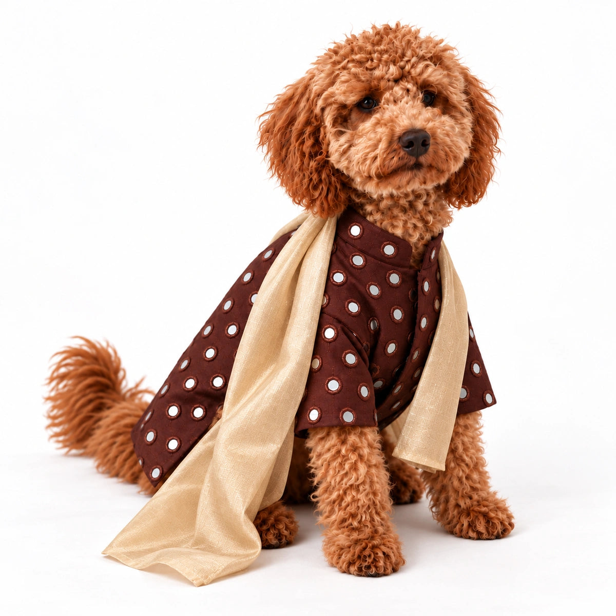 Thunder Tails Timeless Tails Dog Kurta with Dupatta - Chocolate Browm
