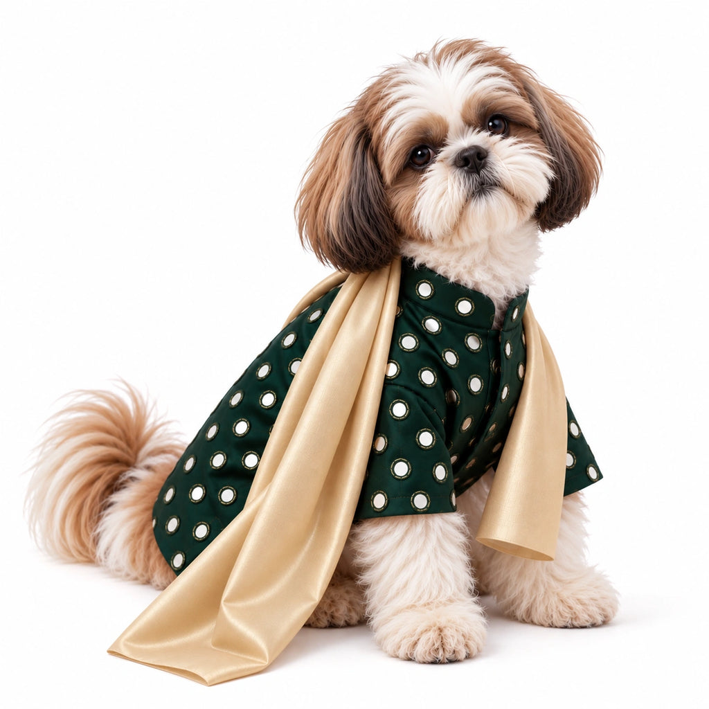 Thunder Tails Timeless Tails Dog Kurta with Dupatta - Green