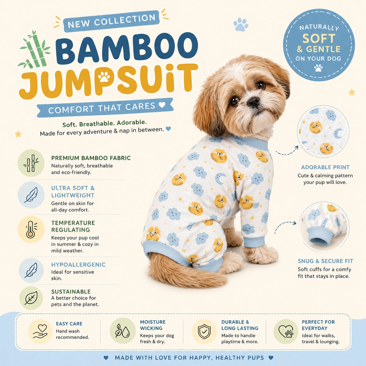 Thunder Tails Bamboo Jumpsuit - Crab Print