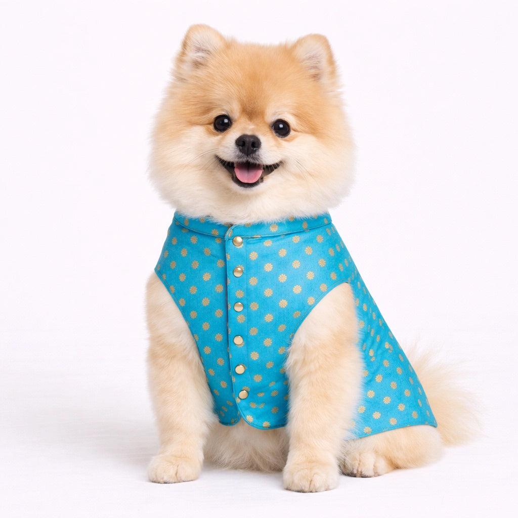 Thunder Tails Blue Polka Festive Sherwani