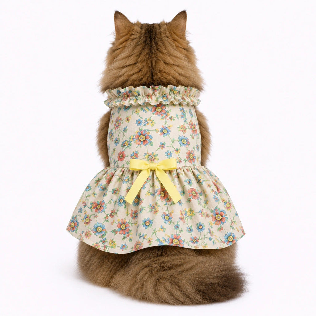 Thunder Tails Beige Floral Frock