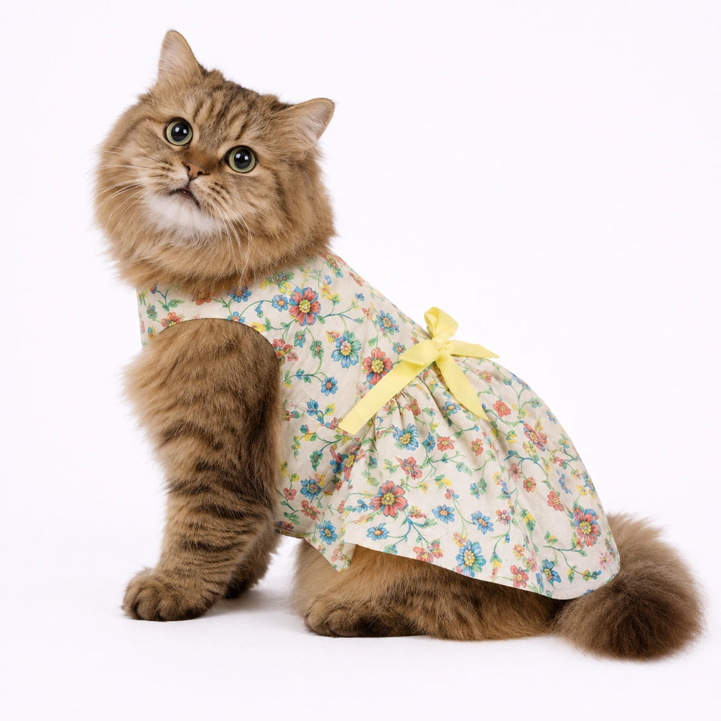 Thunder Tails Beige Floral Frock
