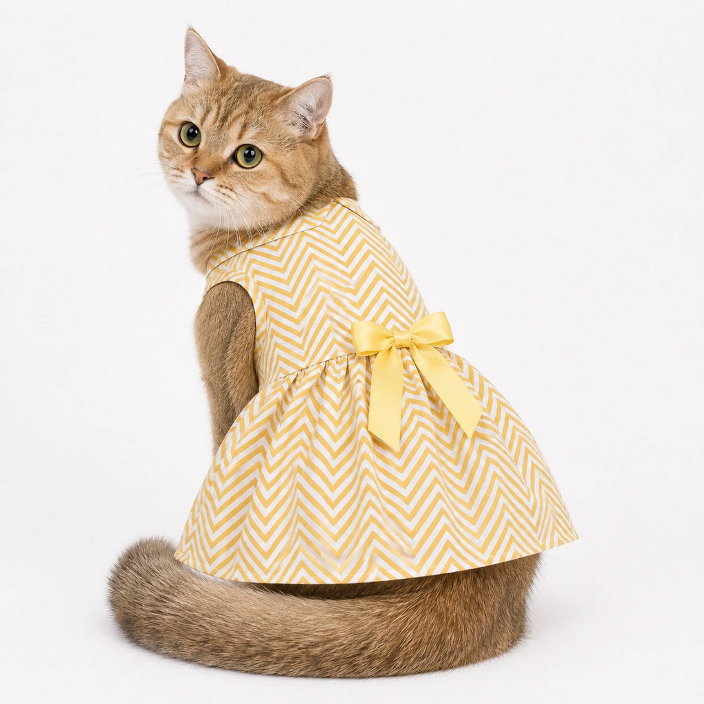 Thunder Tails Cat Frock - Yellow