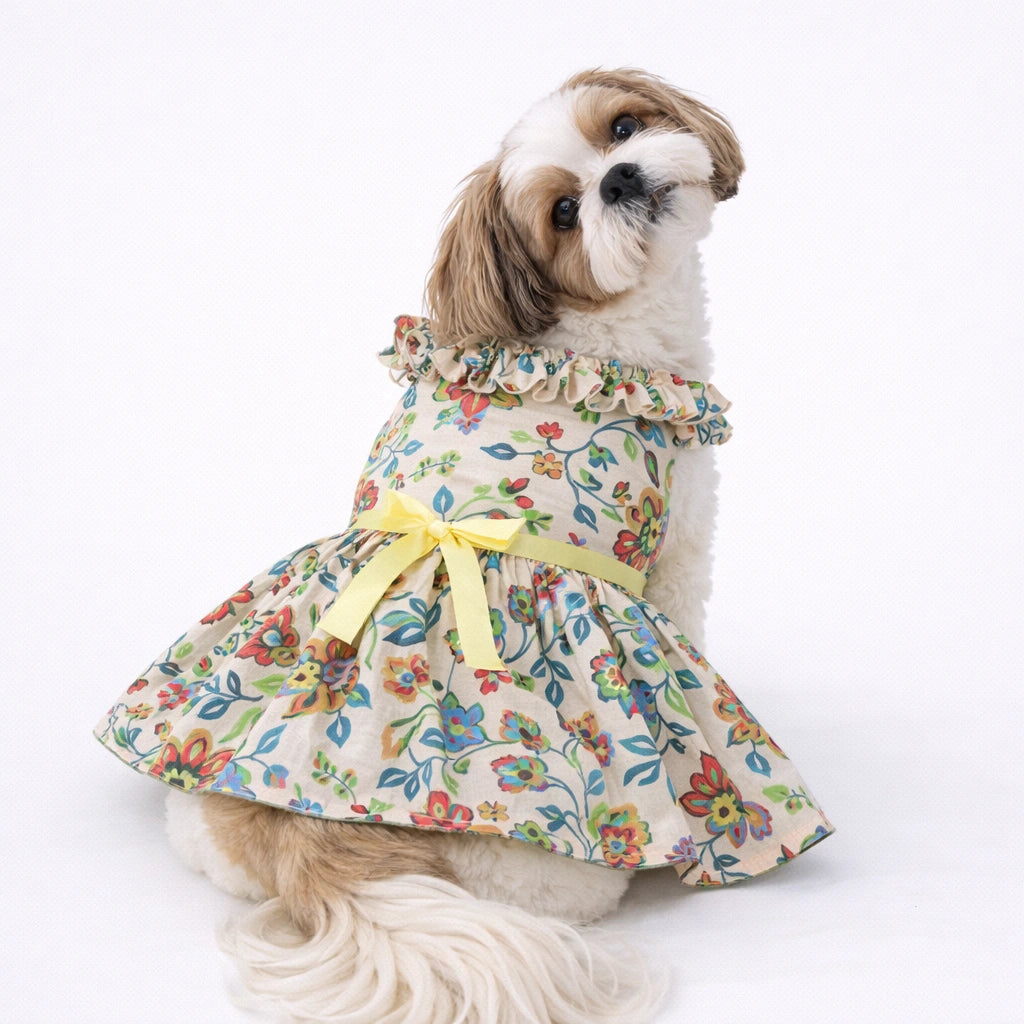 Thunder Tails Beige Floral Frock