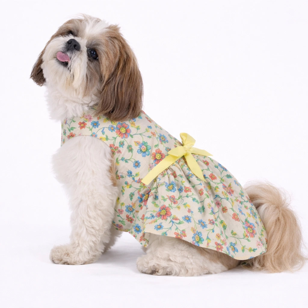 Thunder Tails Beige Floral Frock