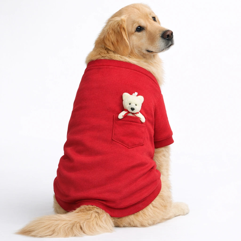 Thunder Tails Fleece Sweatshirt - Red Pocket Teddy