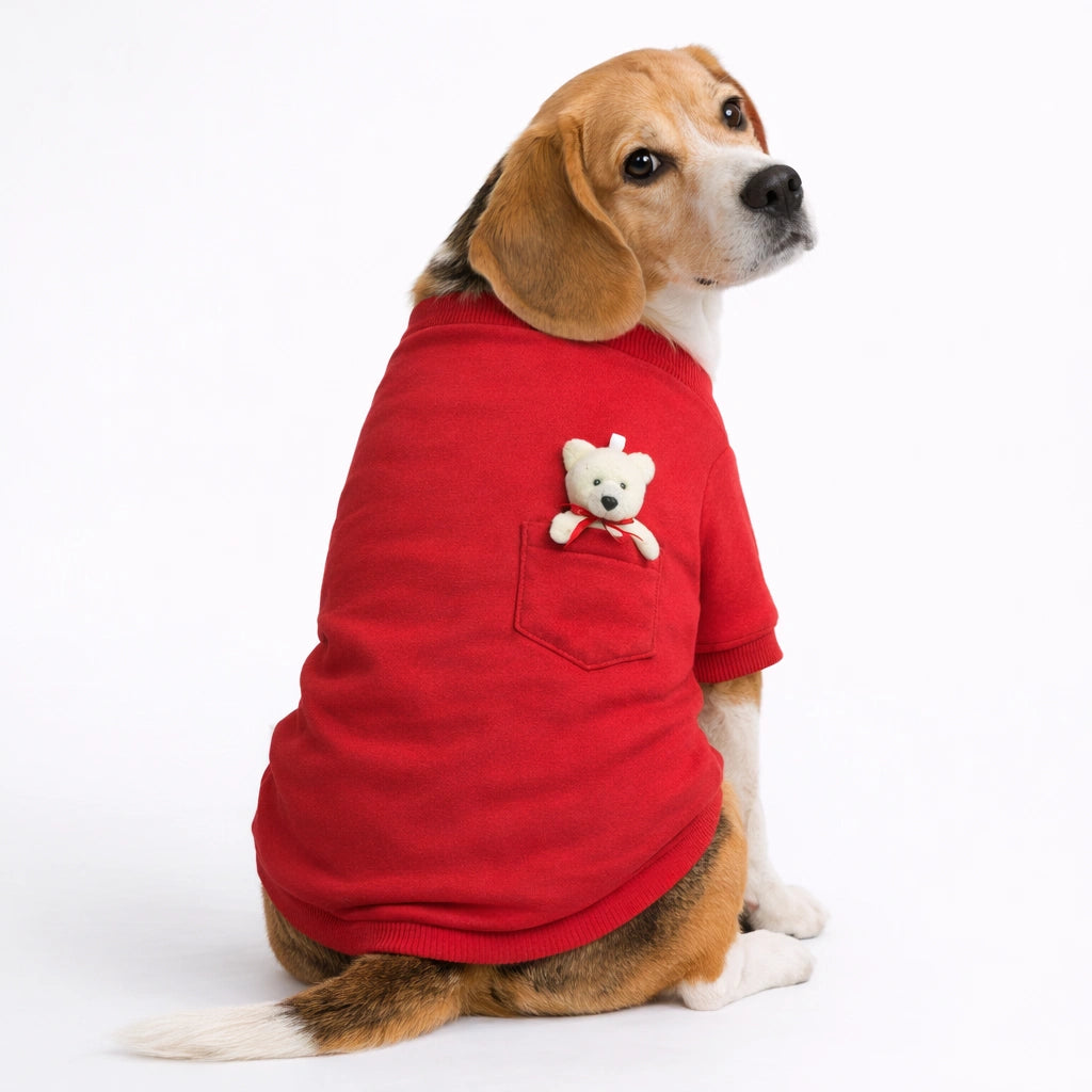 Thunder Tails Fleece Sweatshirt - Red Pocket Teddy