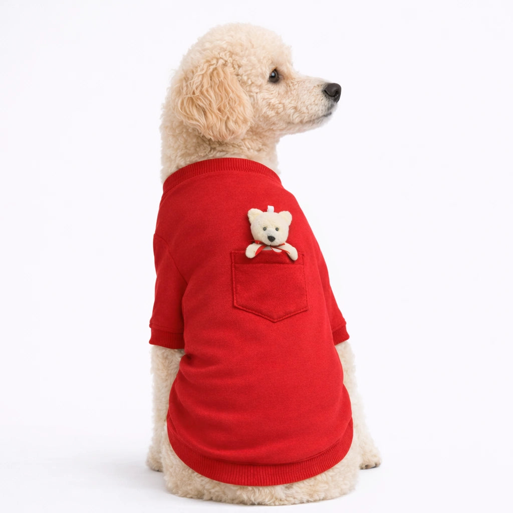 Thunder Tails Fleece Sweatshirt - Red Pocket Teddy