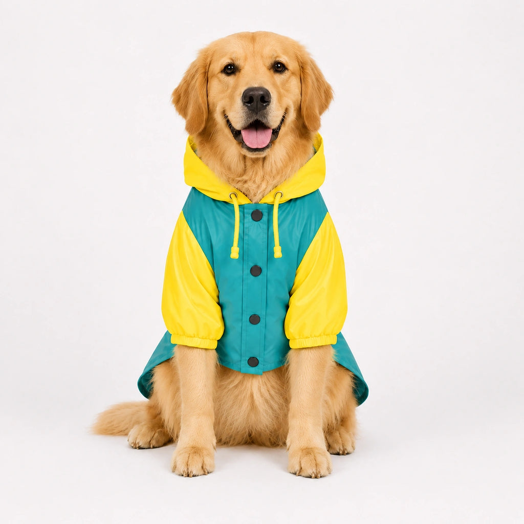 Thunder Tails Drizzle Sizzle 2.0 Raincoat - Teal/Yellow