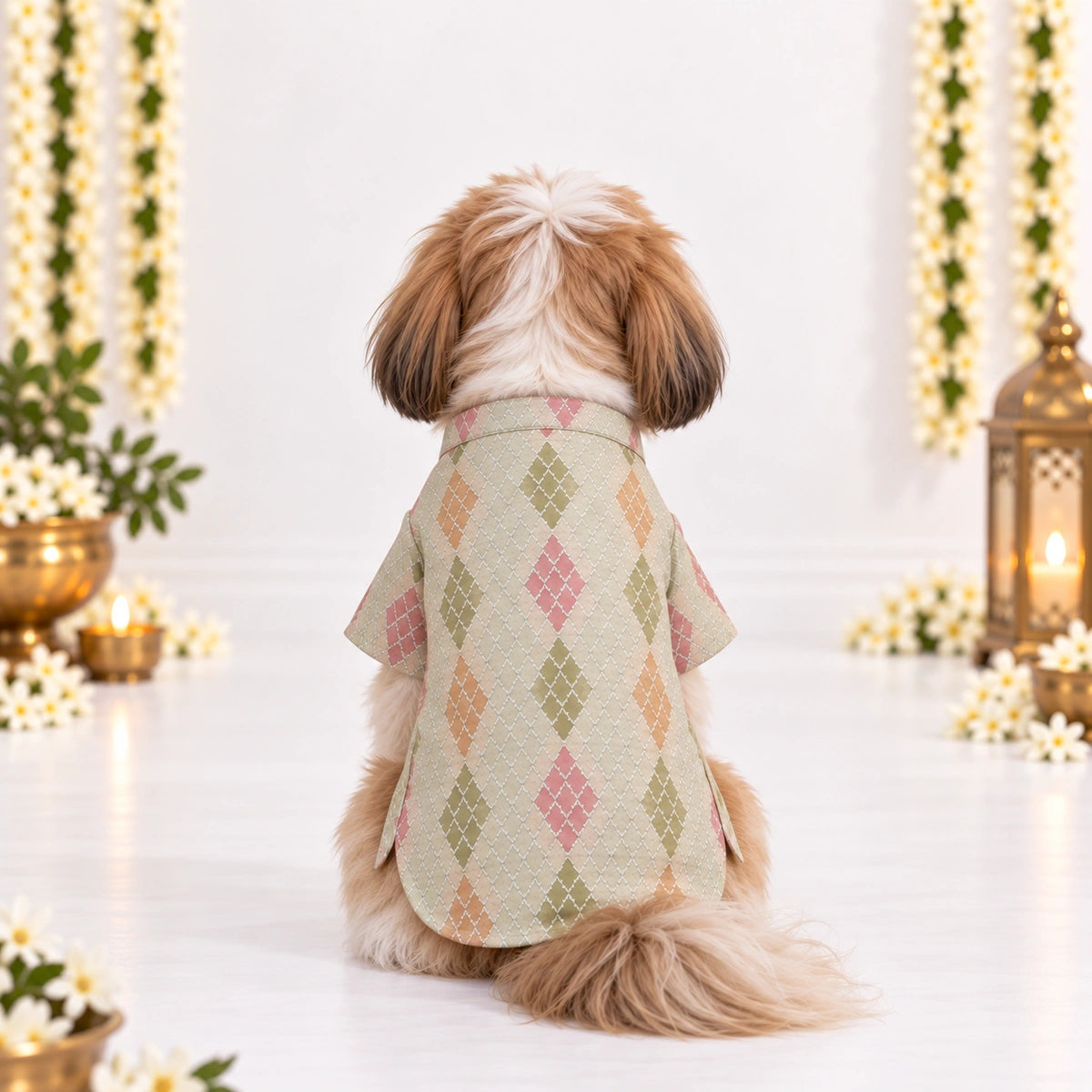 Thunder Tails Jashn Dog Kurta - Cream Zari