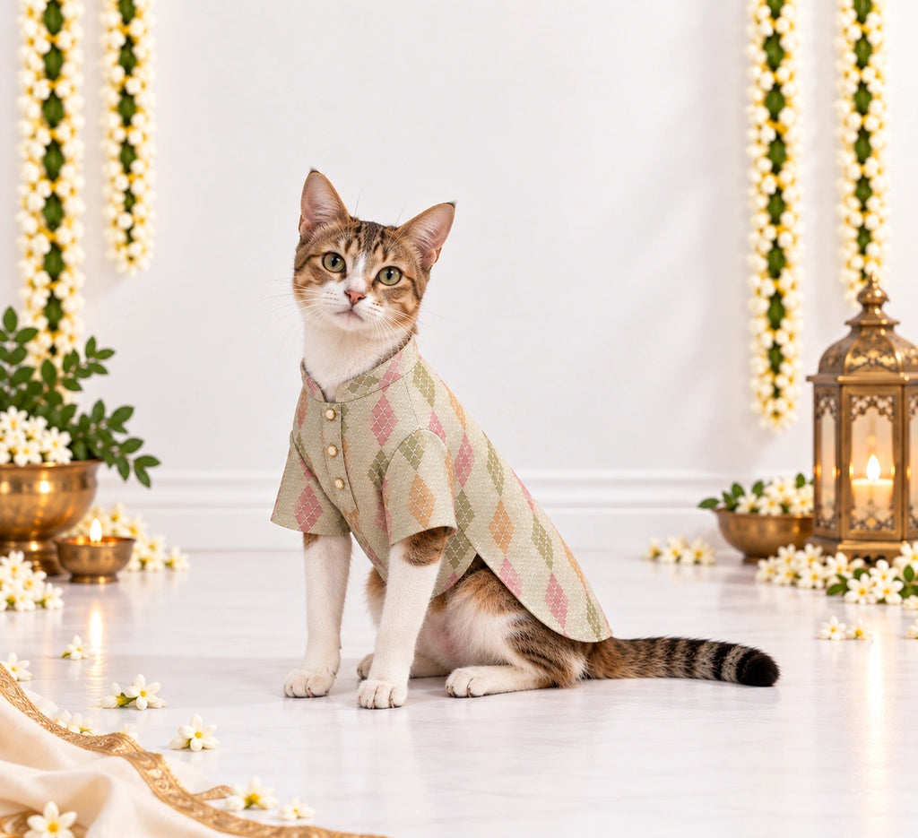 Thunder Tails Jashn Cat Kurta - Cream Zari