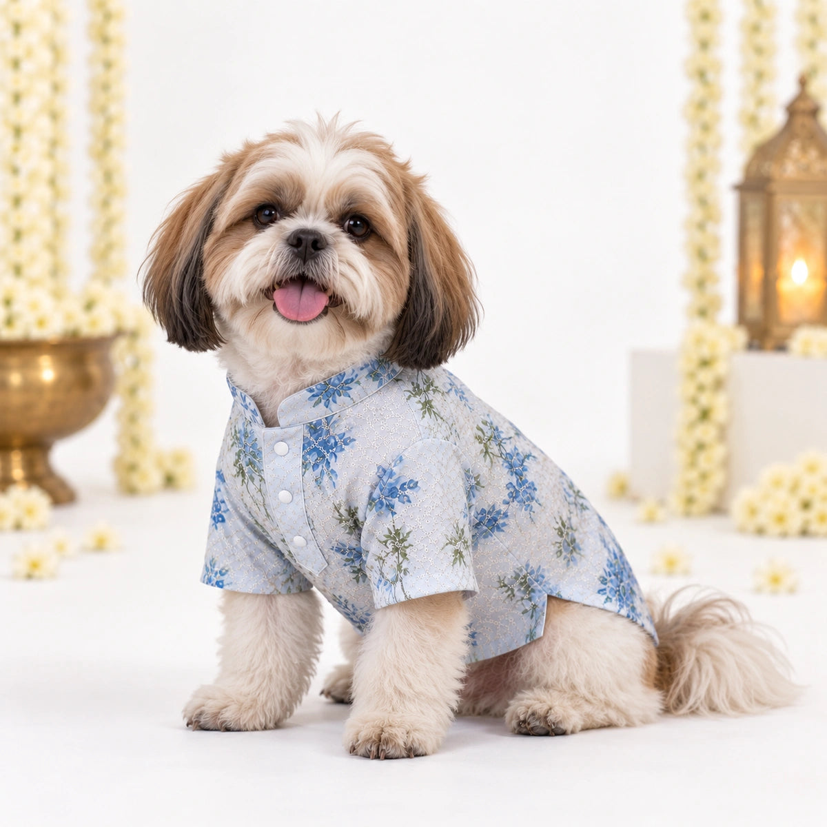 Thunder Tails Jashn Dog Kurta - Blue Sequins