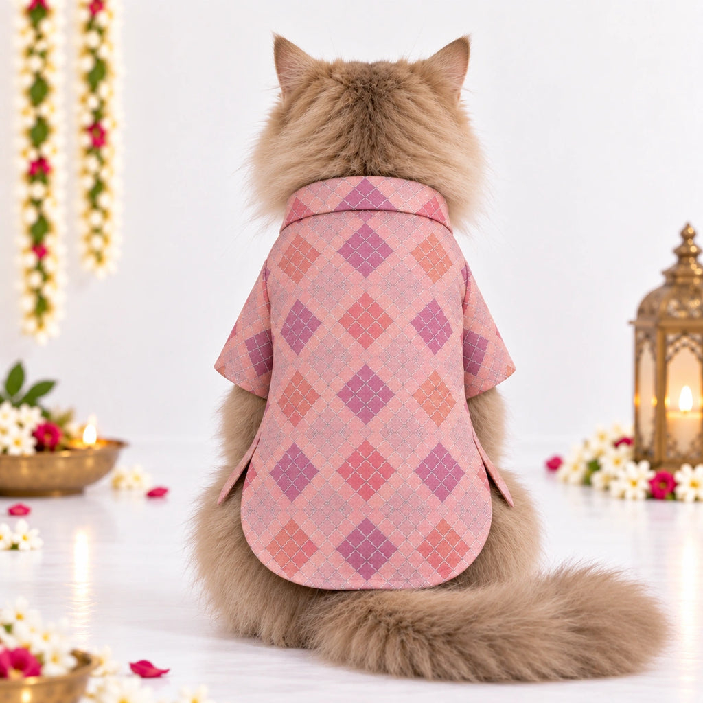 Thunder Tails Jashn Cat Kurta -  Pink Zari