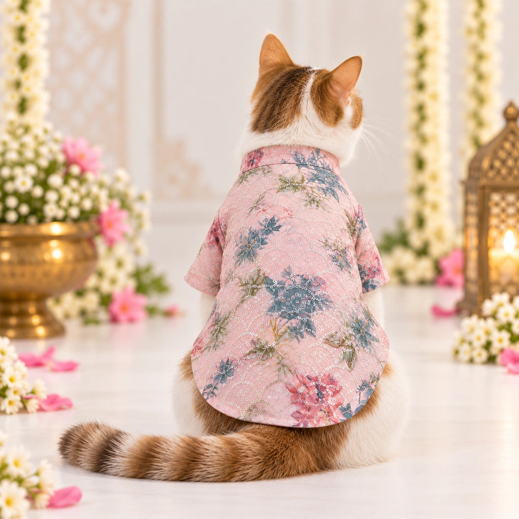 Thunder Tails Jashn Cat Kurta - Pink Sequins