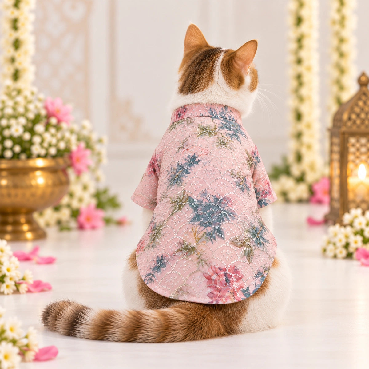 Thunder Tails Jashn Cat Kurta - Pink Sequins