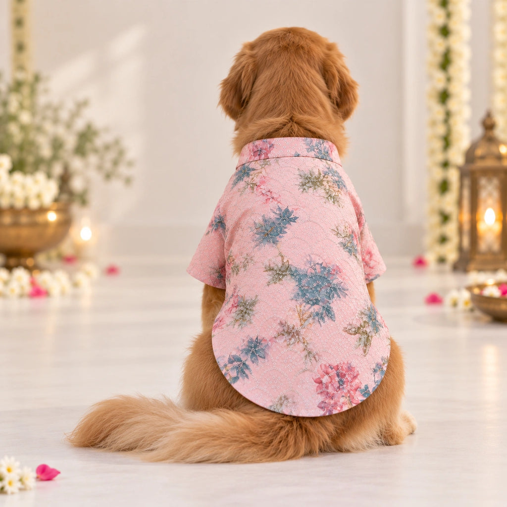 Thunder Tails Jashn Dog Kurta - Pink Sequins
