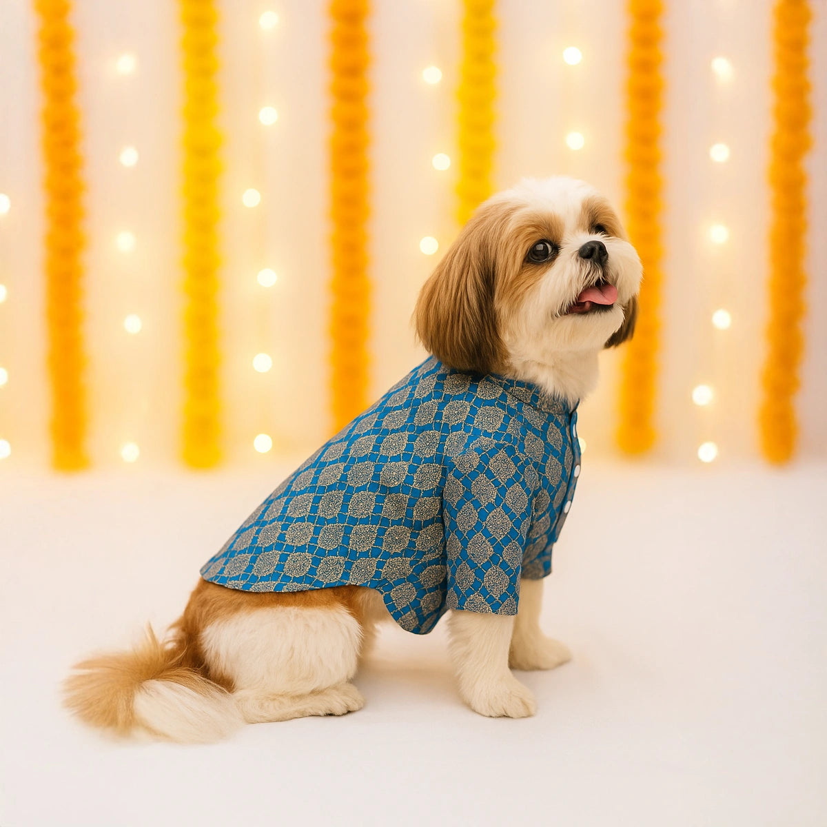 Thunder Tails Blue Brocade Festive Kurta