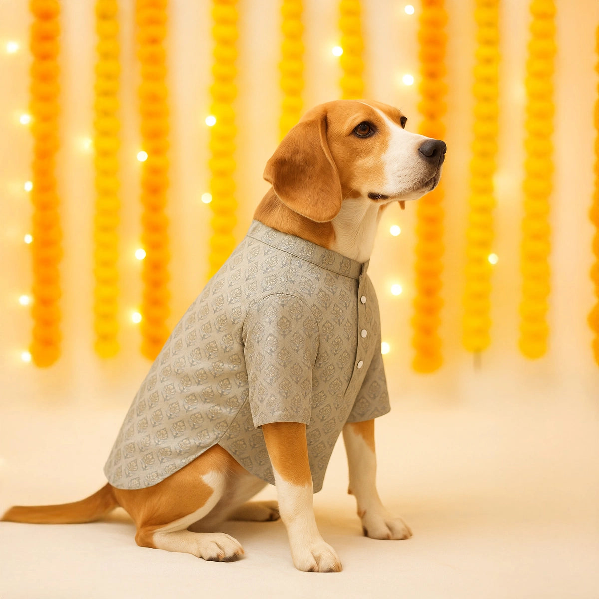 Thunder Tails Grey Brocade Festive Kurta