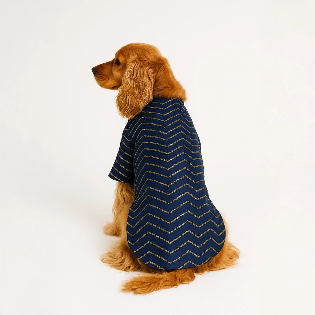 Thunder Tails Navy Cotton Festive Kurta