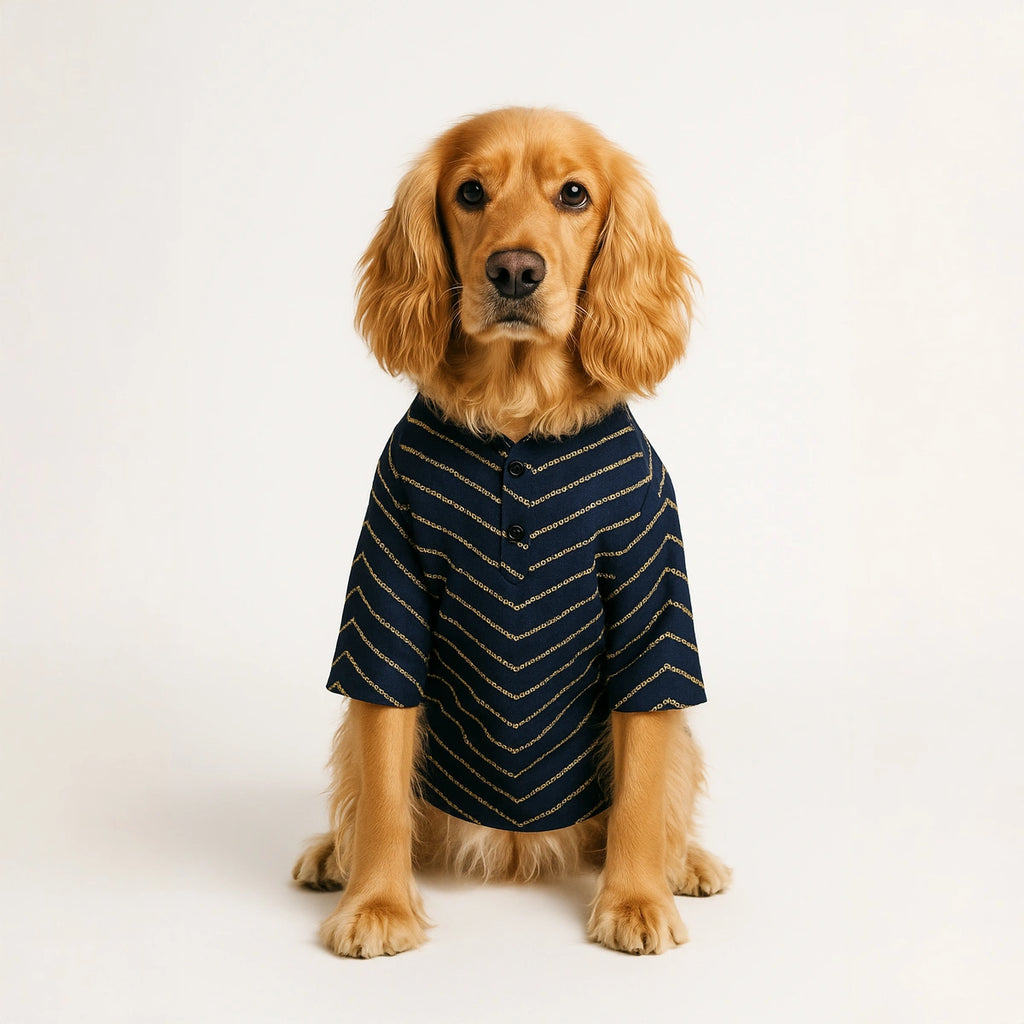 Thunder Tails Navy Cotton Festive Kurta