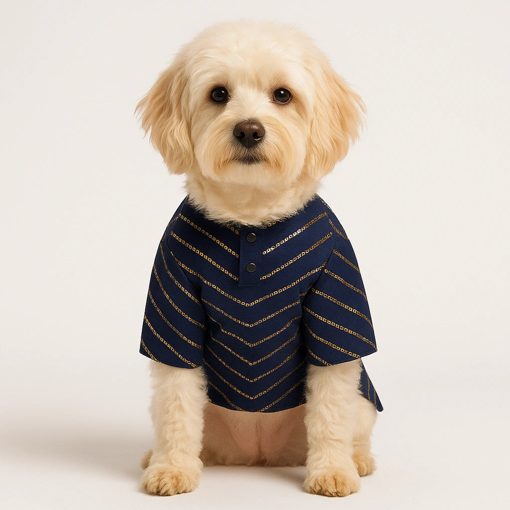 Thunder Tails Navy Cotton Festive Kurta