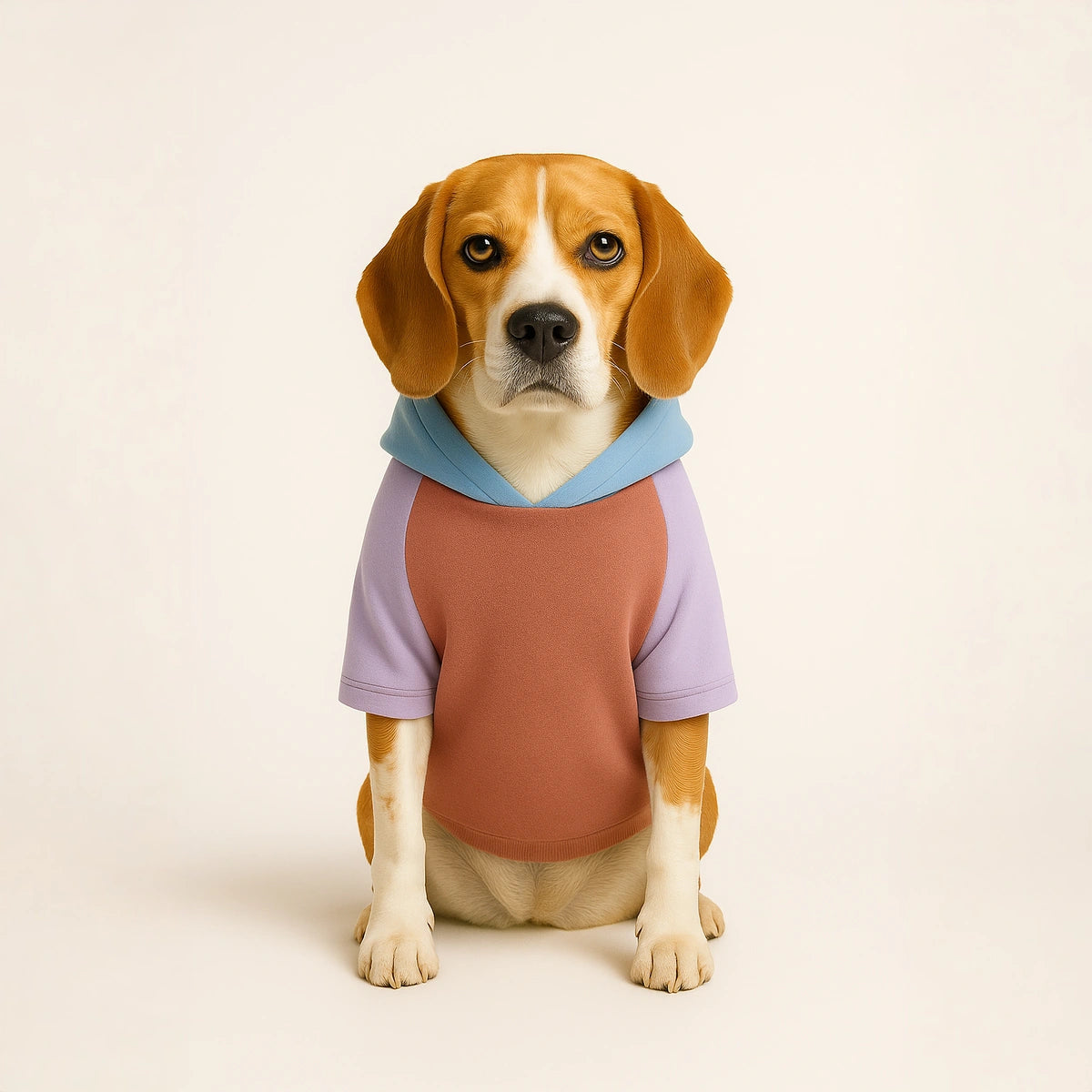 Thunder Tails Color Block Fleece Hoodies with Pocket - Mauve/Lilac/Baby Blue