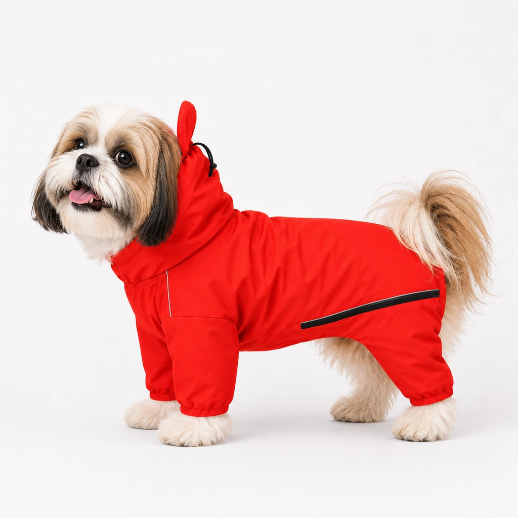 Thunder Tails Fully Covered Raincoat - Coral Red
