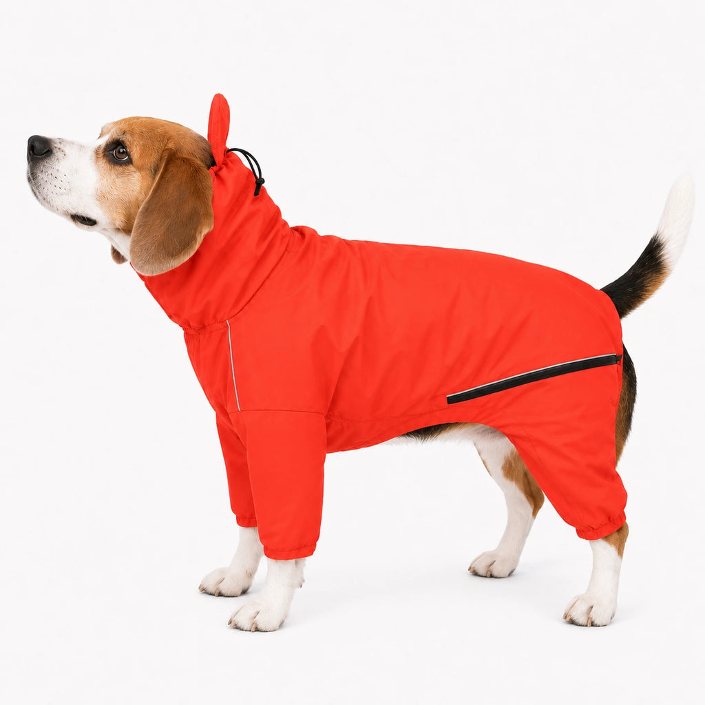 Thunder Tails Fully Covered Raincoat - Coral Red