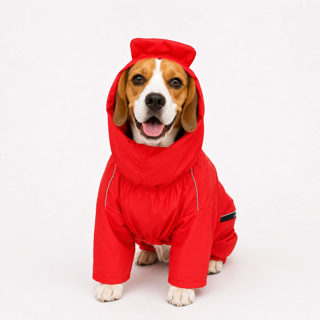 Thunder Tails Fully Covered Raincoat - Coral Red