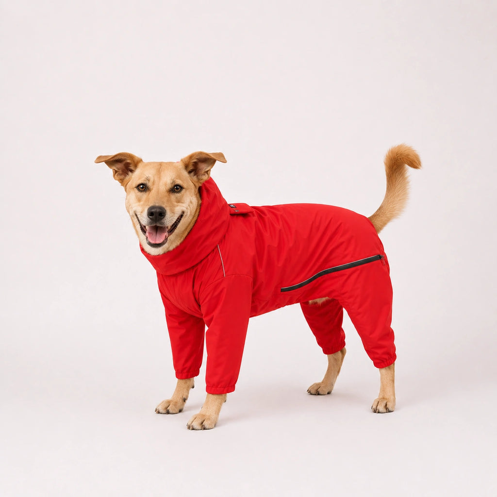Thunder Tails Fully Covered Raincoat - Coral Red