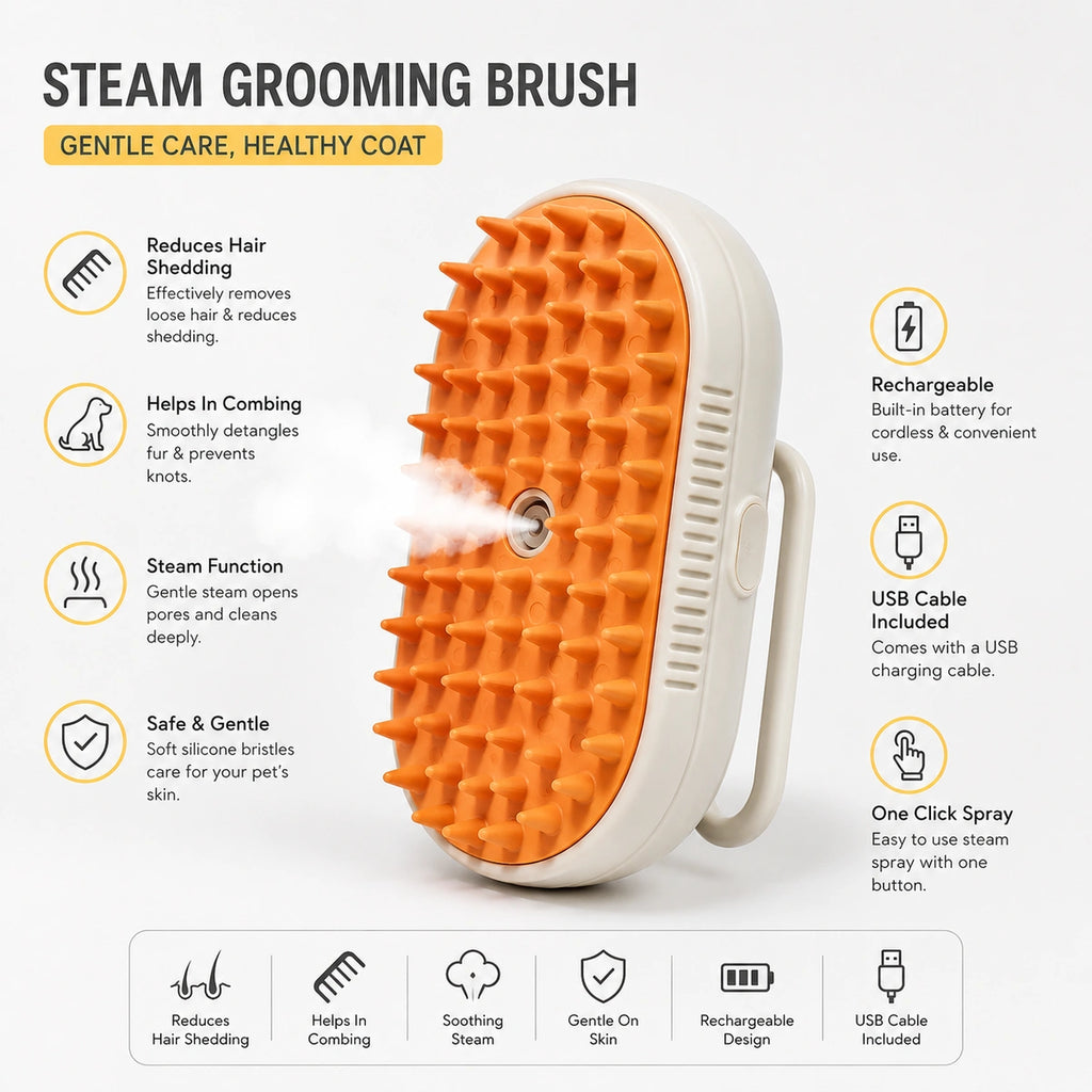 Pet Steam Grooming Brush
