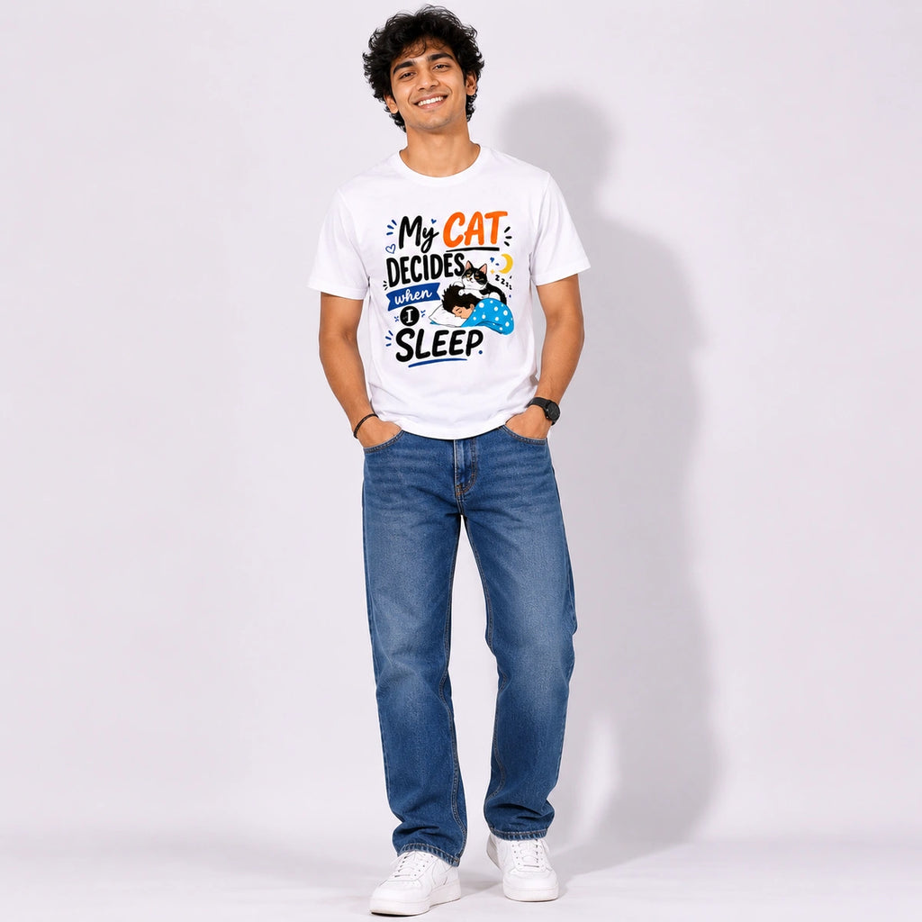 Men Graphic T-shirt - Cat Clock