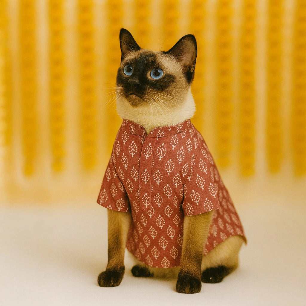 Thunder Tails Mauve Cat Festive Kurta