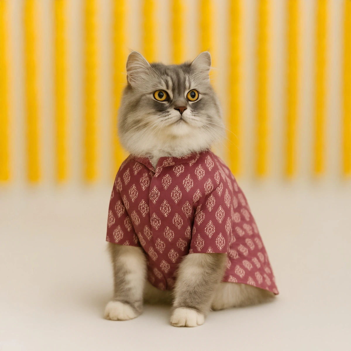 Thunder Tails Mauve Cat Festive Kurta