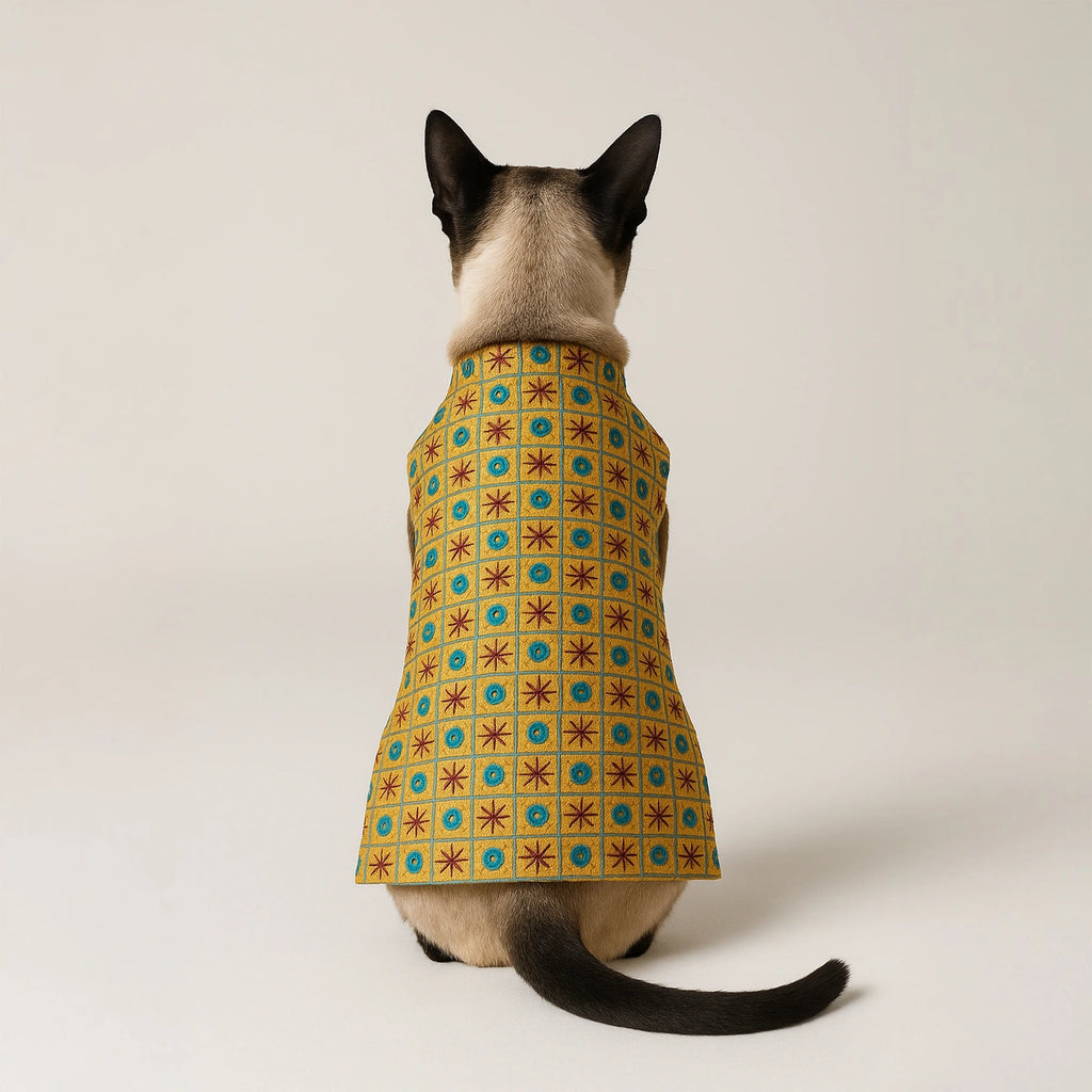 Thunder Tails Yellow Mirror Work Cat Festive Sherwani
