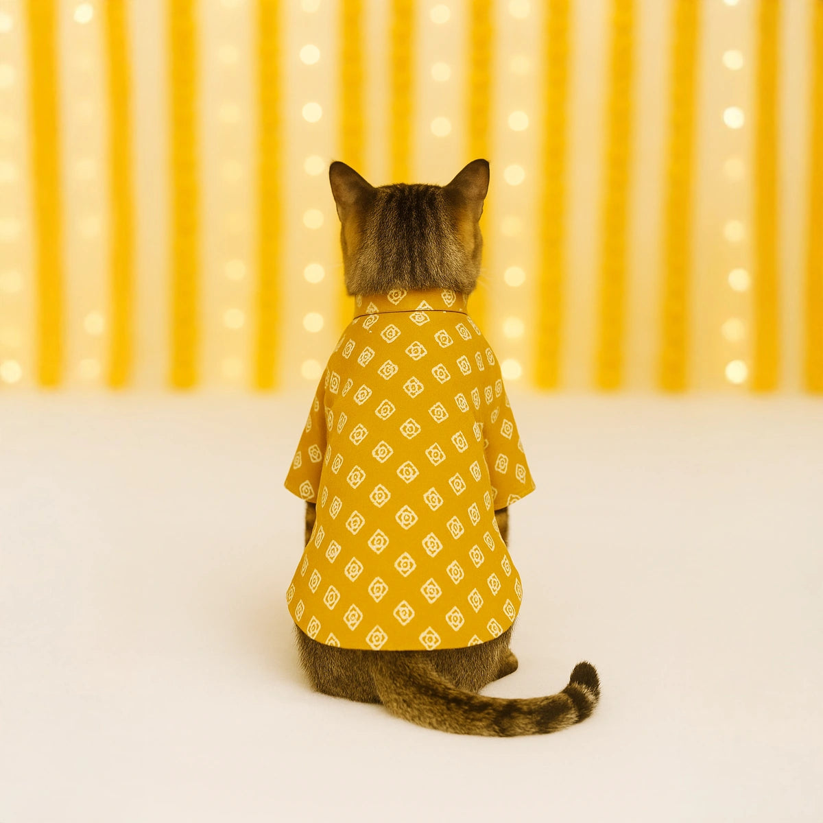 Thunder Tails Mustard Cat Festive Kurta