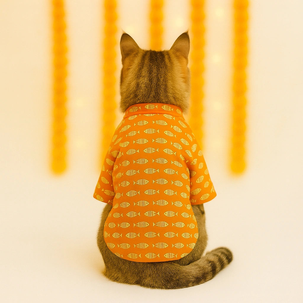 Thunder Tails Orange Cat Festive Kurta