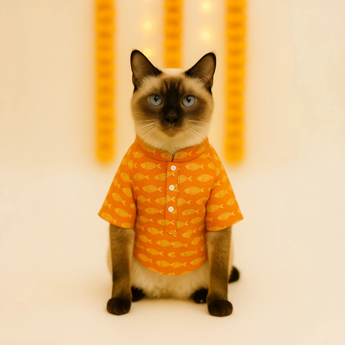 Thunder Tails Orange Cat Festive Kurta