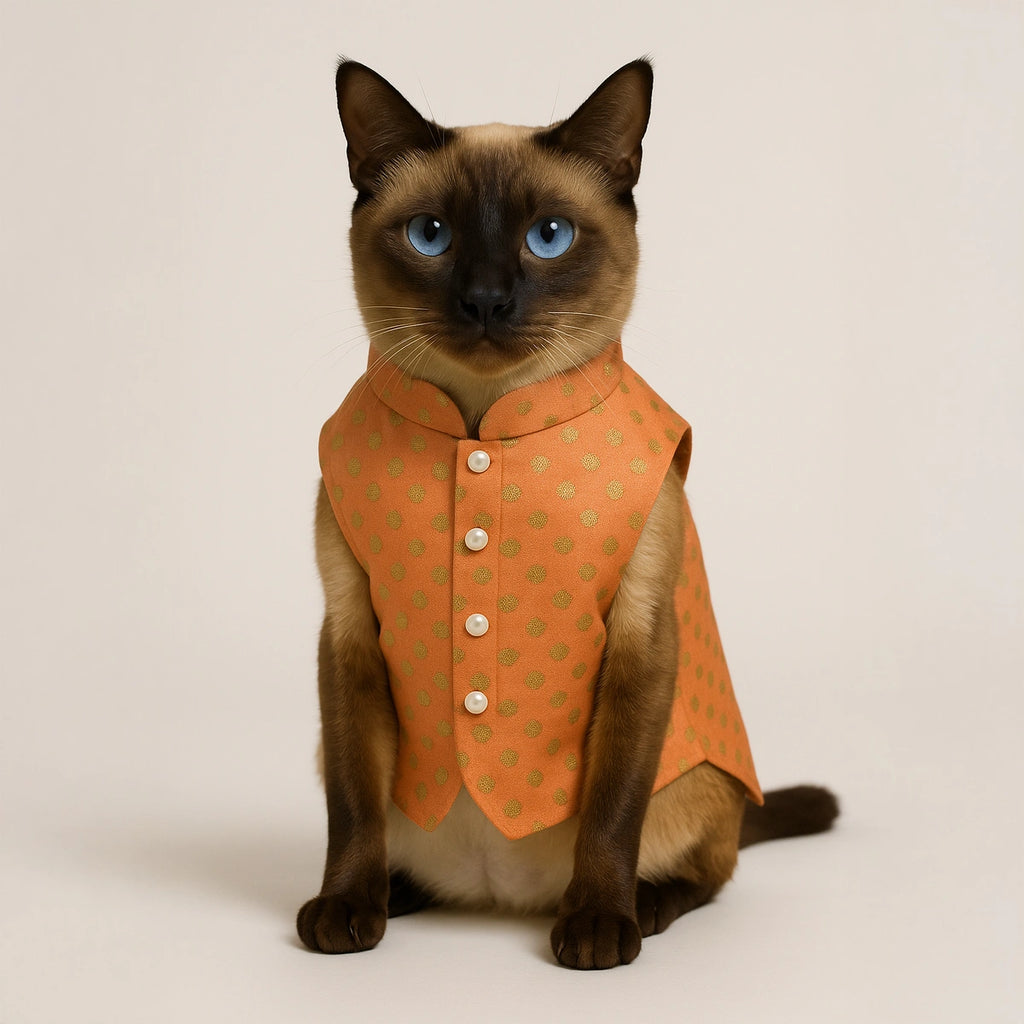 Thunder Tails Peach Polka Festive Sherwani