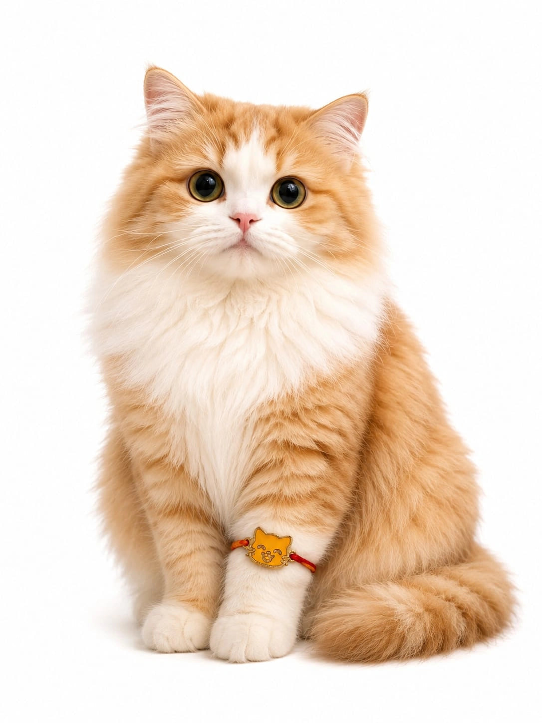 Thunder Tails Pet Tie Rakhi Cats - Yellow Cat Face