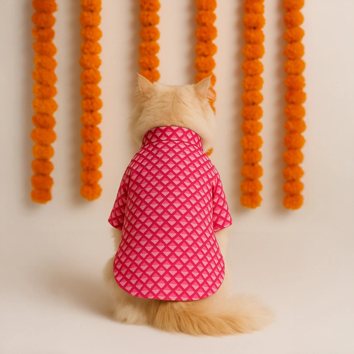 Thunder Tails Pink Triangle Cat Festive Kurta