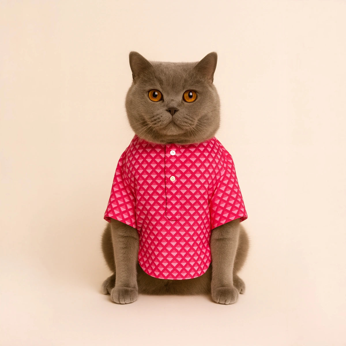 Thunder Tails Pink Triangle Cat Festive Kurta